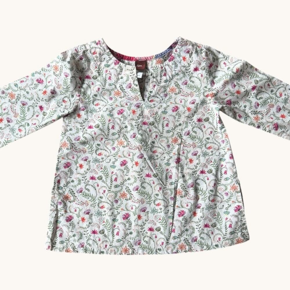 Tea Collection Floral Vine Print Long Sleeve Tee Girls Size 3